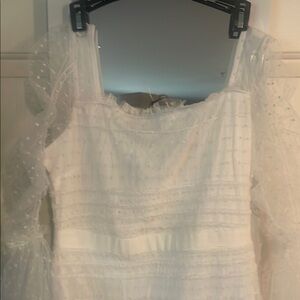 Elegant White Sheer Sleeve Dress